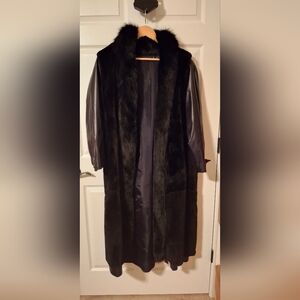 Elegant Black Fur Long Coat